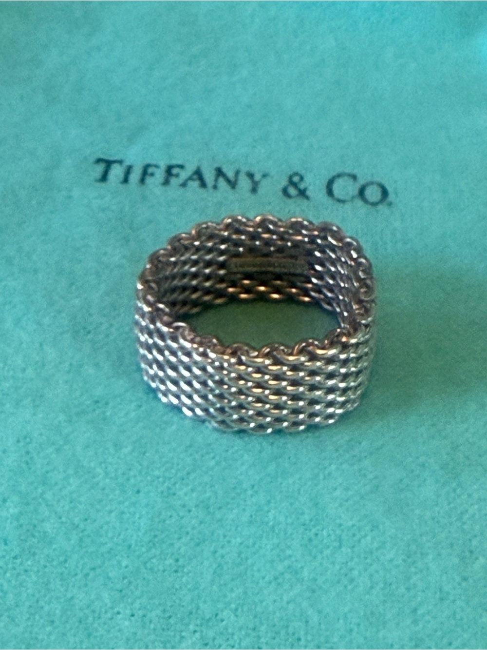 Tiffany & Co. Silver Woven Mesh Band - Size 7.5